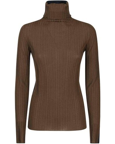 Cividini Two-tone Wool Turtleneck Sweater - Brown
