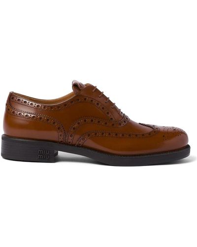 Miu Miu X Churchs Leather Brogue Shoes - Brown