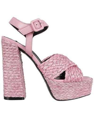 Sergio Rossi Raffia Sandals - Pink