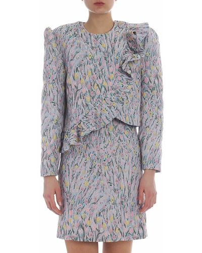 Vivetta Erba Embroidered Jacket With Pastel Flowers - Gray