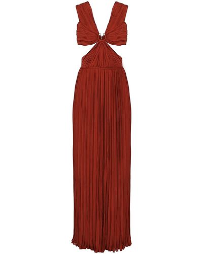 Chloé Long Cut-out Dress In Silk - Red