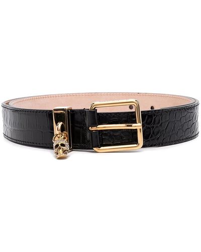 Alexander McQueen Skull Leather Belt - Black