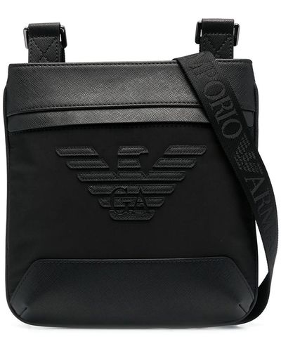 Emporio Armani Small Leather Messenger Bag - Black
