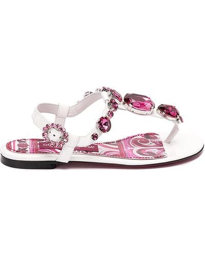 Dolce & Gabbana Leather Thong Sandals - Pink