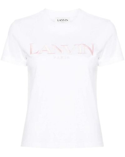 Lanvin Short Tee Embroidered Logo - White