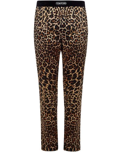 Tom Ford Leopard Silk Night Trousers - Brown