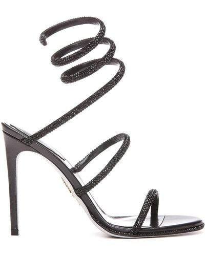 Rene Caovilla Cleo Leather Sandals With Gladiator Lace - Black