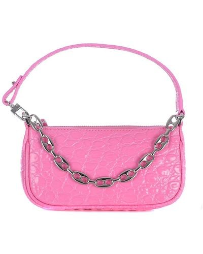 BY FAR Bag In Crocodile Leather - Pink
