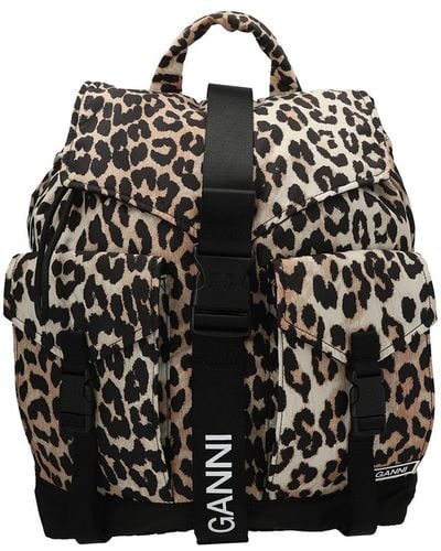 Ganni Leopard Tech Backpack - Black