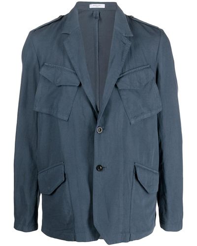 Boglioli Blen Linen Single-breasted Jacket - Blue