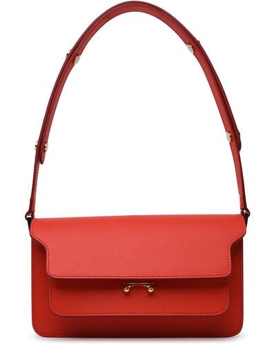 Marni Small Trunk Bag In Leather - Red