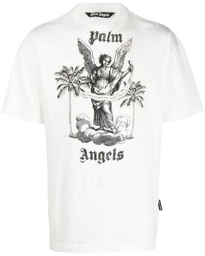 Palm Angels Branded-print Short-sleeved Cotton-jersey T-shirt X - White