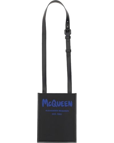 Alexander McQueen Smartphone Bag With Graffiti Logo - Blue