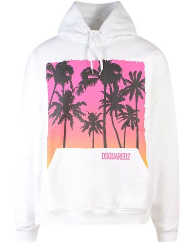 DSquared² Cotton Sweatshirt With Multicolor Maxi Print - Pink