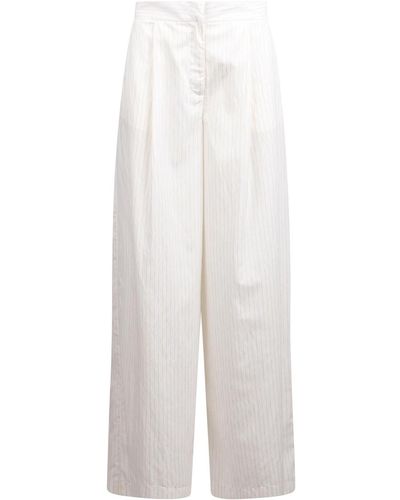 FEDERICA TOSI Wide Leg Pinstripe Trousers - White