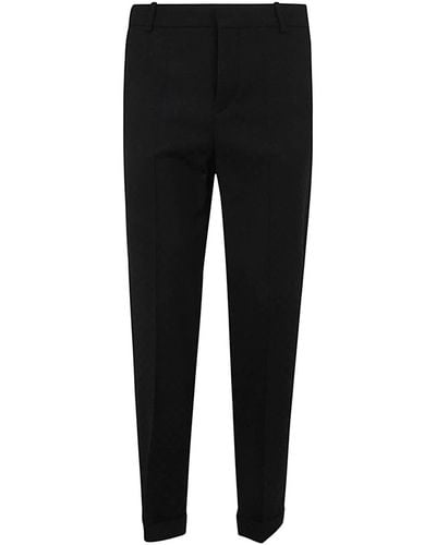 Balmain Monogram Jacquard Straight Wool Trousers - Black