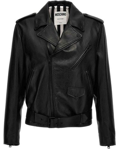 Moschino In Love We Trust Leather Jacket - Black