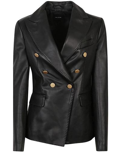 Tagliatore Double-breasted Leather Jacket - Black