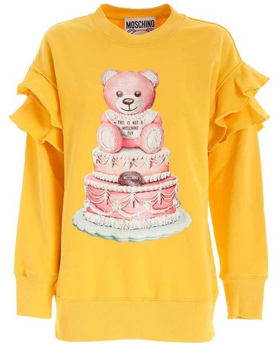 Moschino Cake Teddy Bear Ruches Sweatshirt - Yellow