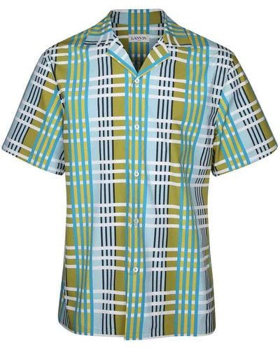Lanvin Striped Stripe Print Cotton Shirt - Blue
