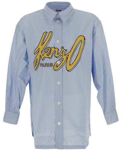 KENZO Archive Logo Oversize Shirt - Blue