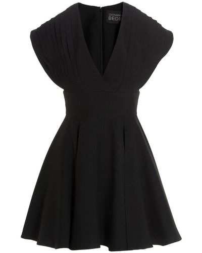 Giovanni bedin Pleated Detail Mini Dress - Black