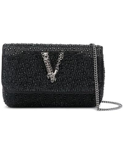 Versace Virtus Satin Mini Bag - Black