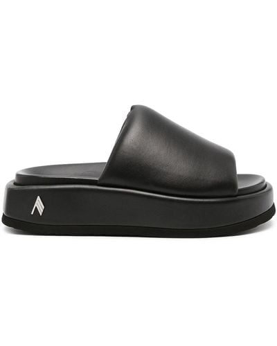 The Attico Mia Platform Leather Slides - Black