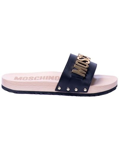 Moschino Metallic Letters Sandals - Blue
