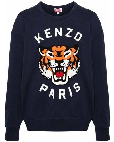 KENZO Lucky Tiger Cotton Sweatshirt - Blue