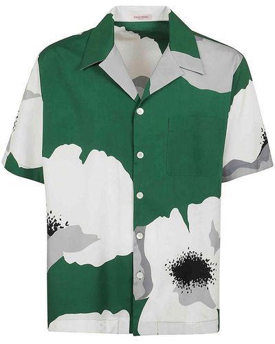 Valentino Garavani Bowling Shirt In Poplin - Green