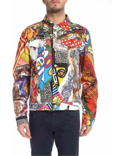 Moschino Multicolour Jacket With Foulard Print - Grey