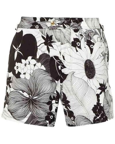 Tom Ford Floral Print Swim Shorts - Grey
