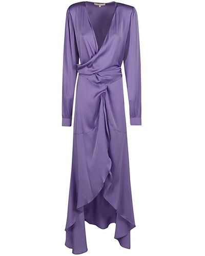 Silk95five Long Silk Dress - Purple
