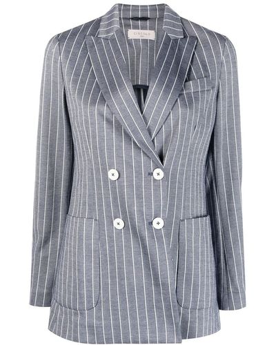 Circolo 1901 Striped Double-breasted Jacket - Blue