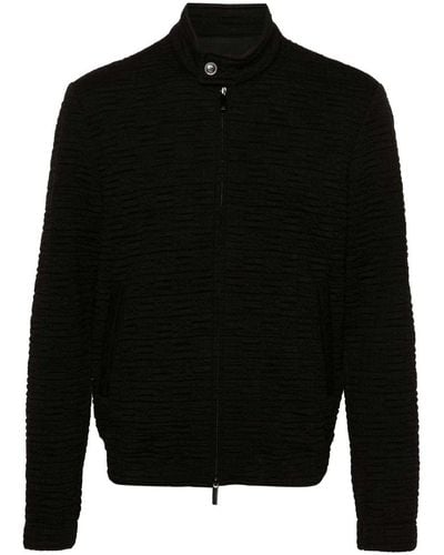 Armani Wool Blend Zipped Jacket - Black