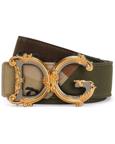 Dolce & Gabbana Leather Logo Belt - Green