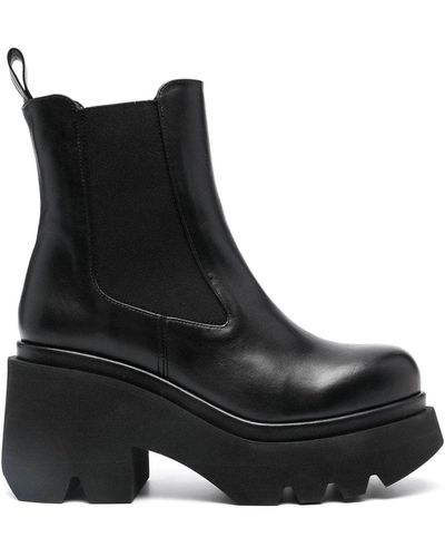 Paloma Barceló Leather Heel Ankle Boots - Black