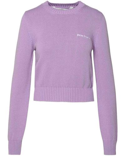 Palm Angels Lilac Cotton Sweater - Purple