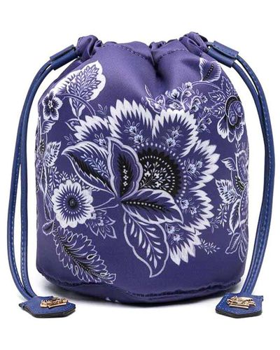 Etro Prussian Floral Bucket Bag - Blue