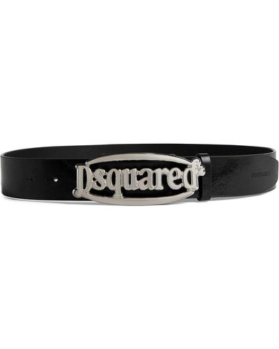DSquared² Logo-buckle Leather Belt - White