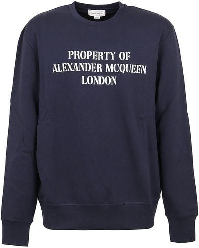 Alexander McQueen Logo Print Cotton Sweatshirt - Blue