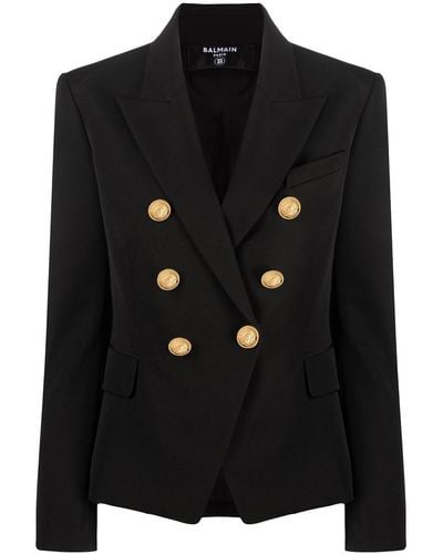Balmain Double-breasted Wool Jacket - Black