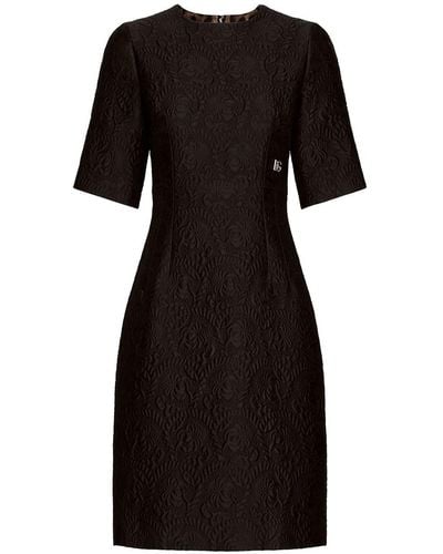Dolce & Gabbana Brocade Logo Dress - Black