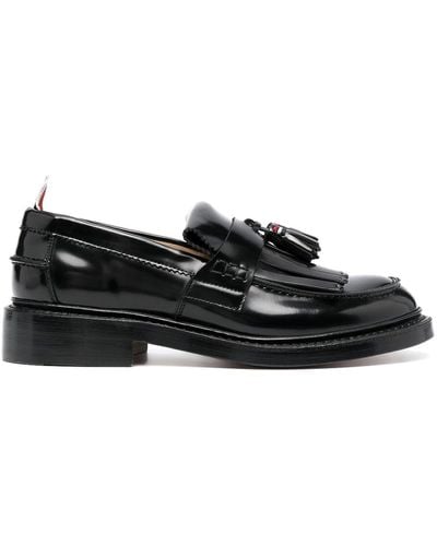 Thom Browne Rwb-tab Leather Loafers - Black