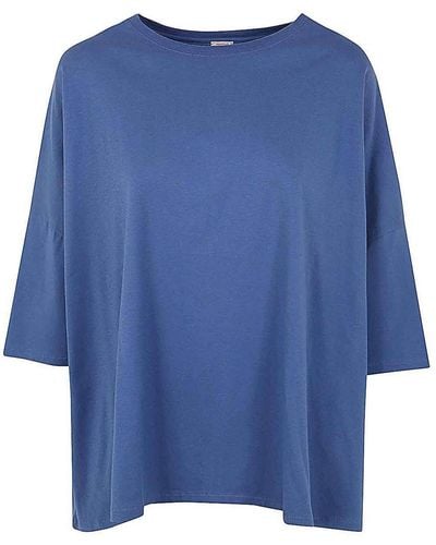 Apuntob Short Sleeves Crew Neck Oversize T-shirt - Blue