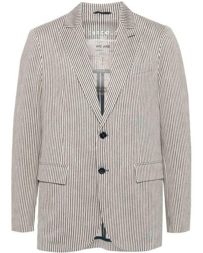 Circolo 1901 Striped Cotton Blazer With Welt Pocket - Grey