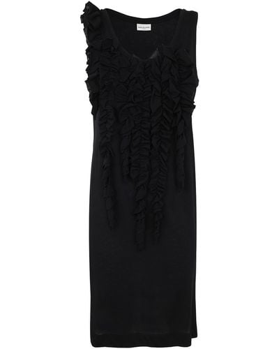 Dries Van Noten Long Dress With Ruffle Details - Black