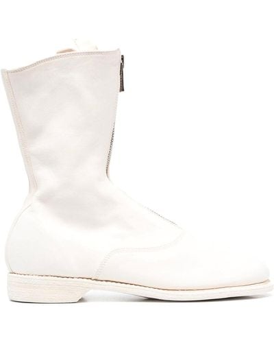 Guidi Leather Boot With Front Zip - White