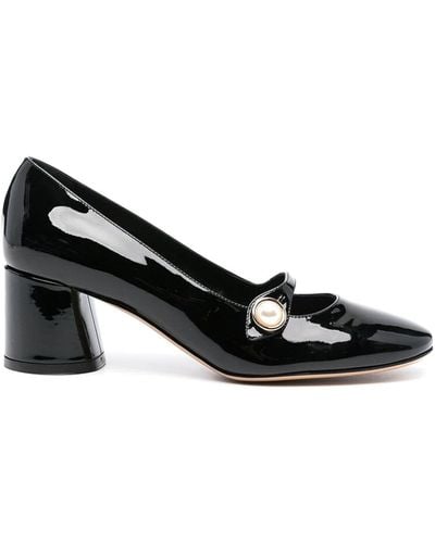 Casadei Round Toe Mid Block Slip-on Shoes - Black